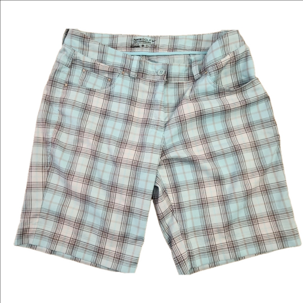 Nike Dri-Fit plaid women's size 10 golf shorts 10 inch inseam